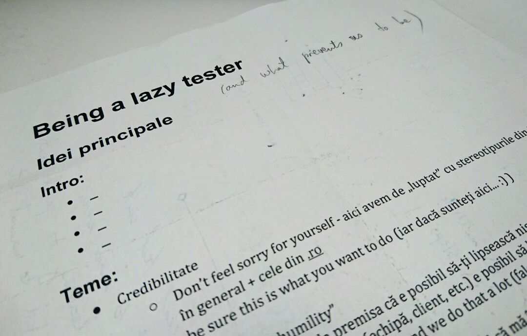 «Being a lazy tester» draft